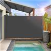 LIFERUN Tenda da Sole Laterale 160 x 350 cm (H x L),Tendone Laterale Estensibile,Tenda Sole Allungabile,Tenda Laterale Avvolgibile,Impermeabile,Protezione Solare,Rivestimento in PU,per Balcone,Terrazzo,Grigio