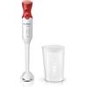 Bosch Frullatore a Immersione MSM64010, 450 W, Impugnatura Ergonomica, Lama a 4 Ali Anti Schizzi, 2 Livelli di Velocità, Bicchiere Graduato Incluso, Bianco, Rosso
