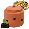Relaxdays compostiera interrabile per lombrichi 5 L, Vaso per scarti Cucina con Coperchio, per Giardino, Terracotta