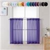 Chyhomenyc Tende a strati viola velate lunghe 61 cm, trattamento per finestre piccole per bagno, soggiorno, cantina, tasca corta per asta, pannelli da bar, 106 x 61 cm, 2 pannelli