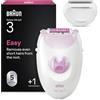 Braun Silk-Épil 3 Epilatore Elettrico Donna con Cavo per Epilazione, Pelle Liscia per Settimane, con Testina per Rasoio Donna e Cappuccio Rifinitore, 3-031, Rosa
