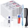 HQSLsund 10 set di kit per l'igiene personale, spazzolini da denti usa e getta con dentifricio, filo interdentale, pettine, sapone e copertura, kit da toeletta per senzatetto in blocco