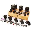 Master Massage Equipment Master Massage Hot Stone - Pietre riscaldanti per massaggi, in scatola di bambù, 60 pezzi