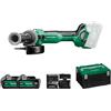 HIKOKI Akku Winkelschleifer G1813DA (18V, 2x5,0 Ah Li-ion Akkus, Schleifscheiben Ø: 125 mm, Antriebsspindel: M14, Leerlaufdrehzahl: 8000 min-1, Brushless Motor) Zubehör komplett im HSC III Koffer.