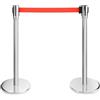 Arebos 2x Colonnina segnapercorso con nastro retrattile | Rosso | Barriere retrattili per il controllo della folla e la coda | Barriere di sicurezza | pali di sicurezza | per musei, cinema, ecc.