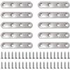 VooGenzek 10 Pezzi 76x16x2 mm Staffe Angolari Piatte, Piastre di Rammendo in Acciaio Inox, Piastre di Giunzione Piatte, Staffe Piatte per Rammendare, con 40 Pezzi Viti, per Riparare Mobili in Legno