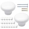 Suiwotin - 20 pomelli in ceramica bianca per armadi - Pomelli rotondi per cassetti di dispensa e armadio