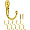 Fuxxer® 10 ganci classici in metallo, ganci da parete in ghisa anticata, colore oro/ottone