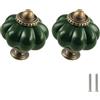 Zernmiarder Pomelli a zucca verde scuro, confezione da 6 pomelli in ceramica vintage per cassetti - pomelli antichi per comò con viti per armadio, cassetti, armadietti e progetti domestici fai da te