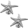 HEVSTIL Confezione da 2 pomelli in argento a forma di stella marina, con foro singolo a tema oceano per armadietti, comò e porta mobili