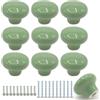 Joyangy Confezione da 10 pomelli rotondi in ceramica per armadietti, 32 mm, verdi, per cassetti, cassettiere, maniglie con viti per armadi da cucina, armadi, camere dei bambini, mobili per camera da