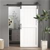 HOMCOM Porta Scorrevole Esterna Muro 91.5x213.4cm, Binario Acciaio, Maniglia Migliorato, Ruote, Porta da Interno in Stile Industriale, in MDF e Legno Pino, Impermeabile, per Cucina, Bagno, Soggiorno