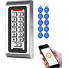 AOAMZ Tastiera Controllo Accessi WiFi Tuya Metallo Tasti Retroilluminati - Lettore RFID 125kHz WG26/34 Impermeabile IP68 - Apriporta Smart Cancello Esterno, Garage, Ufficio & Magazzino + 10 Tag RFID