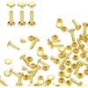 QUARKZMAN 80 Set Di Rivetti A Doppio Cappuccio 6x10mm Acciaio Al Carbonio Testa Tonda Borchiette Chiodini Elementi Di Fissaggio Tubolari Per Riparazioni Decorazioni Artigianato In Pelle, Oro