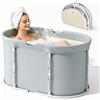CUPCHID Vasca da bagno pieghevole per doccia, vasca da bagno mobile per bagno caldo e bagno ghiacciato, vasca da ghiaccio portatile per adulti (grigio)