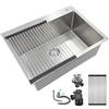 ZGCSINNK Lavello Cucina 1 Vasca Acciaio Inox Con Set Di Drenaggio, Lavabo Cucina Con 2 Fori, Installazione A Sopratop O Filotop, Lavelli Cucina Con Dispenser Sapone(Silver,55x45cm)