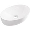 Aqua Uno AQUAUNO - Lavabo da appoggio LILI 62 x 42 cm, ovale, in ceramica bianca, senza foro per rubinetto e troppopieno, in ceramica sanitaria