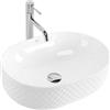 Rea - Lavabo Da Appoggio Oktawia In Ceramica,Bianco, Ovale 49X35,5X15cm