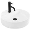 Rea - Lavabo Da Appoggio Ronda In Ceramica,Bianco, Rotondo 45X45X11cm