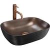 Rea - Lavabo Da Appoggio Belinda In Ceramica,Rame Spazzolato, Rettangolare 46,5X33,5X13,5cm