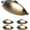 Gedotec Maniglie per mobili in metallo | 5 pezzi maniglia a conchiglia - ottone anticato incl. materiale di fissaggio | ALEXANDRIA | 99,5 x 30 mm BA: 64 mm | maniglie per porte per armadi, maniglie