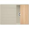 PRIMAGRAN Lavello da Cucina Beige 70x50cm, Lavandino in Granito a 1 vasca + Set di accessori, Lavabo da Cucina Incasso al Mobile 40cm - Copenhagen Top S156