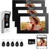 ANJIELO SMART 1080P Wired Video Doorbell Camera Apartment Intercom, 7 pollici Full Touch Monitor System, TUYA WiFi Smart Home Video Intercom Door Phone Kit per la casa Villa (1 Campanello+3 Monitor)