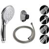 Vetrine in rete Vetrineinrete® Soffione con tubo flessibile da 1,8 metri doccetta a mano telefono da vasca doccia per bagno con supporto staffa a muro fissaggio con viti a parete grigio diametro 12 cm 52048 E45