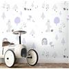 Newroom Tapete Lila Vlies Waldtiere - Kinder Tiermotive Hasen Rehe Igel für Kinderzimmer Babyzimmer
