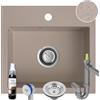 empiria SINK QUALITY Sink Quality Lavandino beige 45 × 42 cm - Lavello da incasso con sifone e impregnazione - Lavabo beige per mobiletto da 45 cm - Lavello in granito 1 bacino - Lavello senza scolapiatti