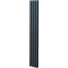 Monster Shop Radiatore a colonna ovale 1800mm x 240mm Designer Doppio pannello Termosifone Grigio antracite Acciaio Inclusi Spazzola per la pulizia Kit di fissaggio e staffe