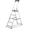 Drabest PRO SERIES LADDERS Scala in alluminio a 5 gradini per uso domestico 150 kg - Scala con piedini antiscivolo e piattaforma per lavoro multiuso - 45 x 168 x 12 cm