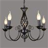 Lfoute Lampadario Antico Lampada A Sospensione Classica Candela E14 Lampadario Francese Nera Retrò Regolabile in Altezza Stile Country Illuminazione Corridoio Sala Da Pranzo Cucina,5 heads