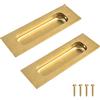 MOROBOR 2 maniglie quadrate in oro spazzolato da incasso, per porte scorrevoli, lunghezza 11,9 cm, in acciaio inox, per armadi e cassetti