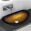 Mai & Mai Lavabo da Appoggio 53,5x35,5x16cm, Lavandino Bagno da Appoggio in Vetro Temperato Ovale Minerva08, D'oro