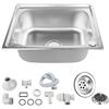 XUANYU Lavelli da cucina a incasso, sifone e piletta per lavello da incasso in acciaio inox, 1 vasca, 50 x 40 x 20 cm, forma rettangolare