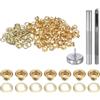 QUARKZMAN Kit di 100pz Strumento Occhielli 3,5mm Set Occhielli in Rame con Perforatore Fori Vuoti, Strumenti per Occhielli per Abbigliamento in Pelle Tessuto, Tono Oro