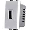 VR VETRINEINRETE Vetrineinrete® Modulo presa USB da muro per placca cassetta 503 compatibile con living light international air 5V (Bianco)