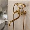 YAEGER Rubinetto Vasca Da Bagno - Antico Ottone Doppia Leva Parete Miscelatore Vasca Da Bagno Doccia, Con Doccetta