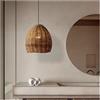 KUVAHECDH Lampada a Sospensiin Rattan Nordico Intrecciato a Mano Magazzino Fattoria Lampadario in Bambù Cesto Di Vimini Marrscuro Lampada da Soffitto a Sospensiboho Island Luce Sopra il Banc
