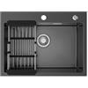 Sofetiy Lavello da incasso, 60 x 45 cm, colore nero, antracite, moderno, in acciaio inox, lavello da incasso, rettangolare, lavello da cucina, in acciaio inox, per mobiletto da 60 cm
