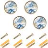 EtherSpher Maniglie e pomelli per mobili in marmo blu e oro bianco, 32 mm, stile bohémien, per camera da letto, confezione da 4