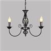 AUCF Lampadario Paralume Retrò Ristorante Luci Sospese Classica Hanging Lamp Regolabile in Altezza Della Candela E14 Ferro Battuto Ciondolo Luce, Lampade in Stile Rustico Salotto Semplice Ciondolo, Nero 3