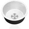 TYLAOXIAO Lavandino Cucina Piccolo,Lavello Cucina 1 Vasca Bianco,Lavabo Cucina In Acciaio Inox,Lavabo Tondo con Set Di Drenaggio,Installazione Appoggio o Sottopiano (Ø 32cm)