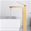 NOLUXA IMEX - Rubinetto Alto Lavabo Dorato | Miscelatore Bagno Acqua Fredda/Calda | Monocomando Effetto Cascata Bocca Ottone, Risparmio Idrico | Serie Pisa | Colore Oro Spazzolato