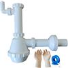 Parpyon® Sifone Lavello Cucina 1 Vasca Lavabo Bagno Tubo scarico lavandino Antiodore, Flessibile Rubinetto miscelatore Prolunga tubo filettato + nastro e guarnizione (Sifone Cucina 1V 1-1/2)