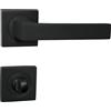 Domino QUBIK-QR - Maniglia per Porta WC, Bagno Con Rosetta Quadrata, Accessori per Porte in Alluminio, Colore Nero