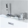 XDSMB Rubinetto per Bordo Vasca da Bagno con Doccetta 3 Fori Dual Mode Miscelatore Vasca con Bocca a Cascata,Cromo Placcato