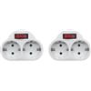 Abledance 2X Spina Multipla Standard UE 250V 16A Presa di Conversione un Doppia Presa con Interruttore di Uscita Spina Presa Adattatore di Alimentazione Spina UE