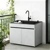 AnYaBinni Lavabo Indipendente per Esterni con Acqua Calda e Fredda Rubinetto, Lavandino da Cucina con Armadio di Stoccaggio, Cestello di Scarico per Garage, Lavanderia, L:68/80 CM